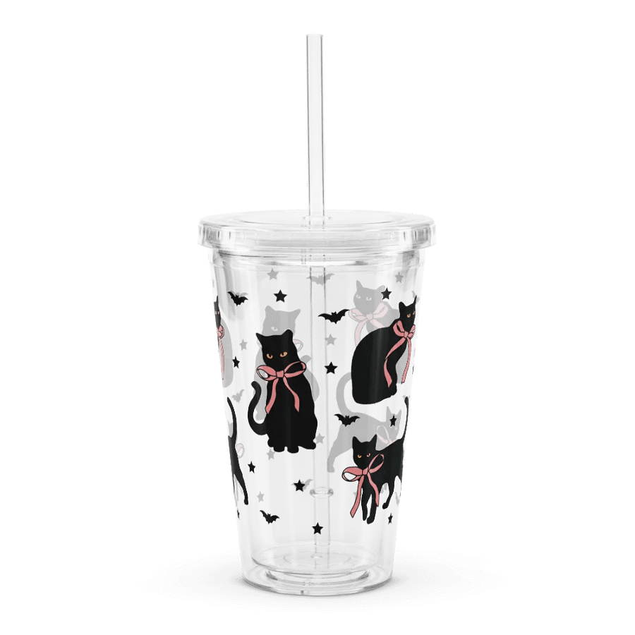 Coquette Black Cat Double Wall Clear Plastic Tumbler (16 oz) product image (4)