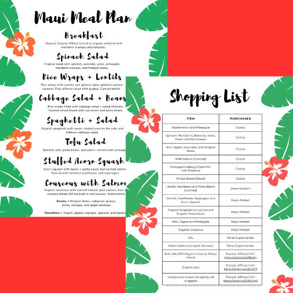 Healthy Maui Vacation Meal Plan – 8 Whole Food Meals and Grocery List product image (1)