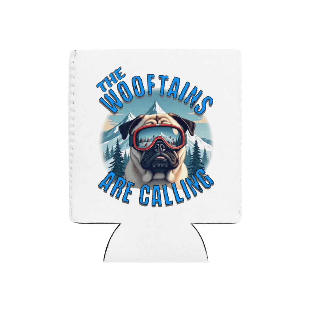 The Wooftains Are Calling Dog Pug Skiing Coozie Can Cooler product image (1)