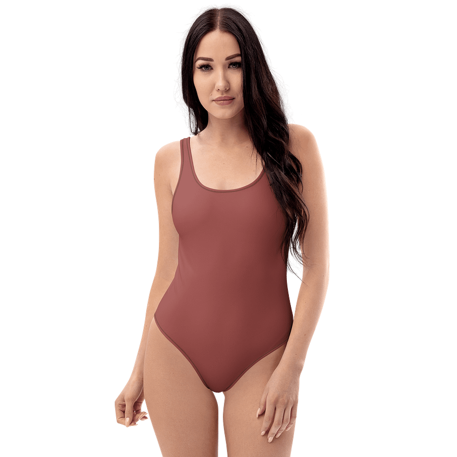 Albuquerque Terracotta Red Brown Solid Color Retro Inspired Women's One Piece Swimsuit product image (3)