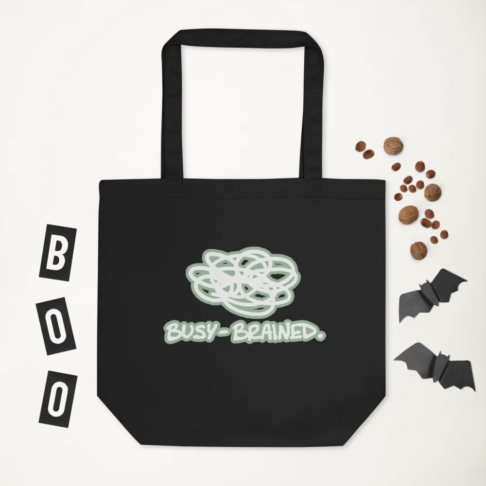 BUSY-BRAINED (lined design, #96B697) tote bag product image (3)