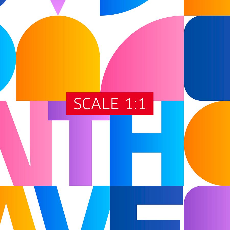 Synthwave Bauhaus Rainbow poster #1 (pink-blue-yellow) — abstract poster product image (5)