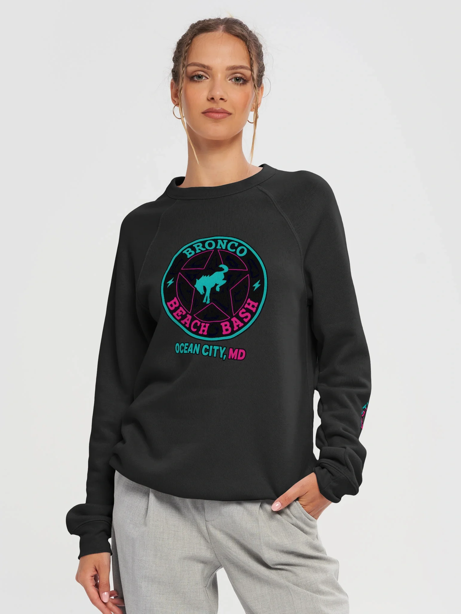 2025 Bronco Beach Bash Ocean City / Destination Bigfoot Bronco Collab | Full Send Bella+Canvas Unisex Sponge Fleece Raglan Sweatshirt (Multiple Colors Available) product image (5)