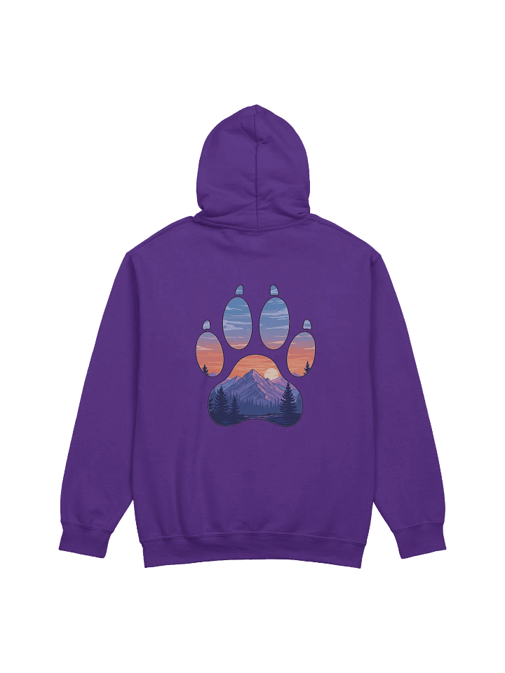 Mountain Adventure Hoodie with Paw Print Mountain Landscape Design product image (1)