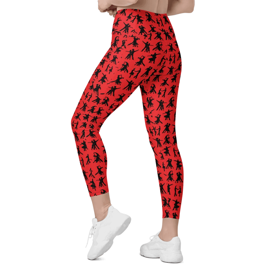 Red and Black Ballroom Dancing Leggings with Pockets product image (8)