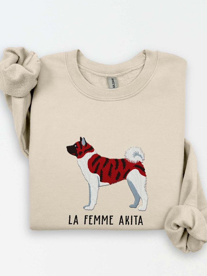 La Femme Akita Sweatshirt (Embroidered) of an American Akita(Red Brindle) product image (1)
