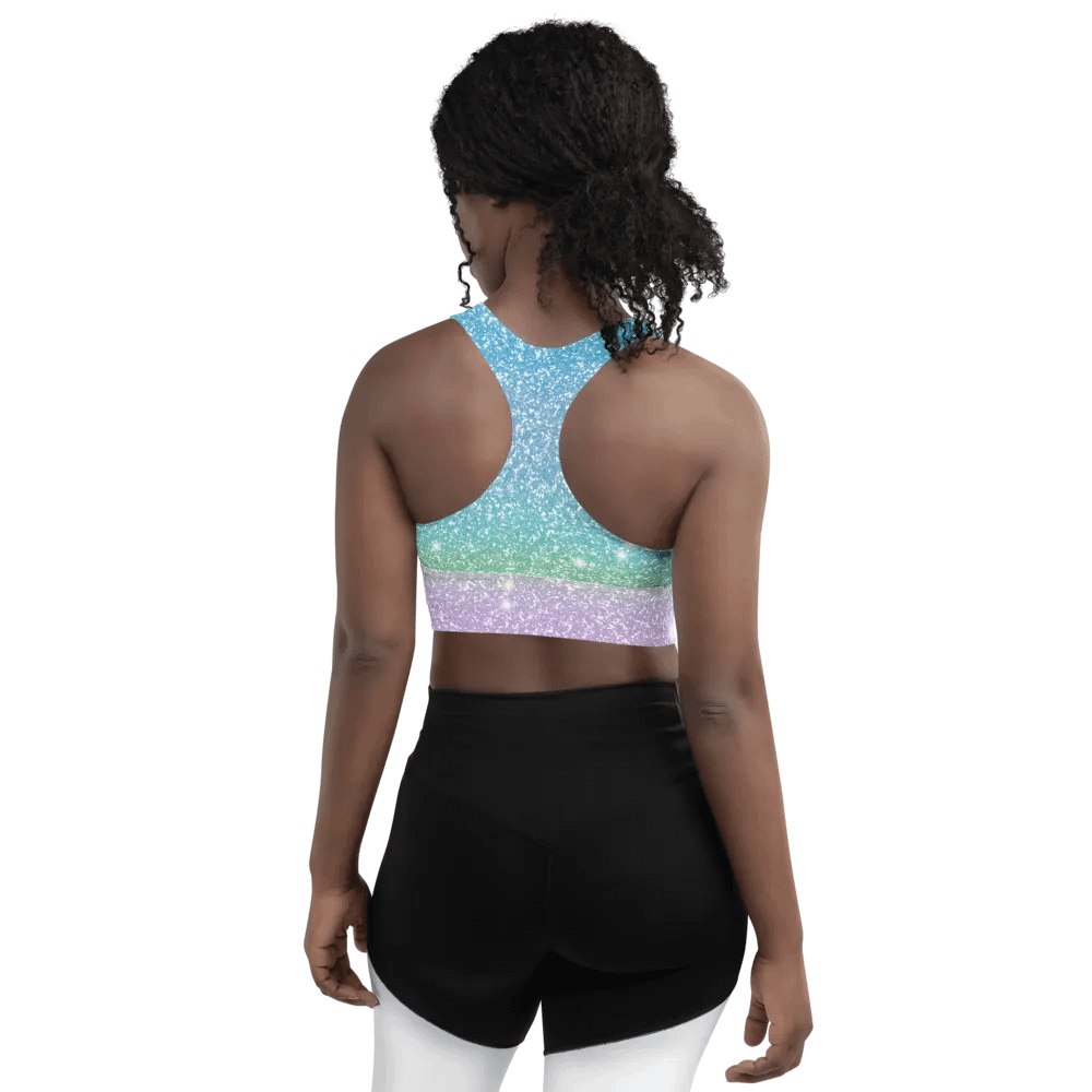 Glitter Unicorn Texture Design Longline Sports Bra - 6 product image (5)