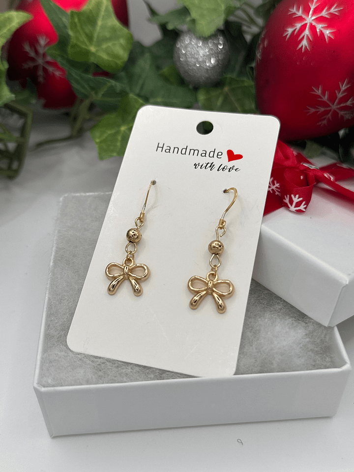 Christmas Bow Earrings (Silver and Gold) product image (2)