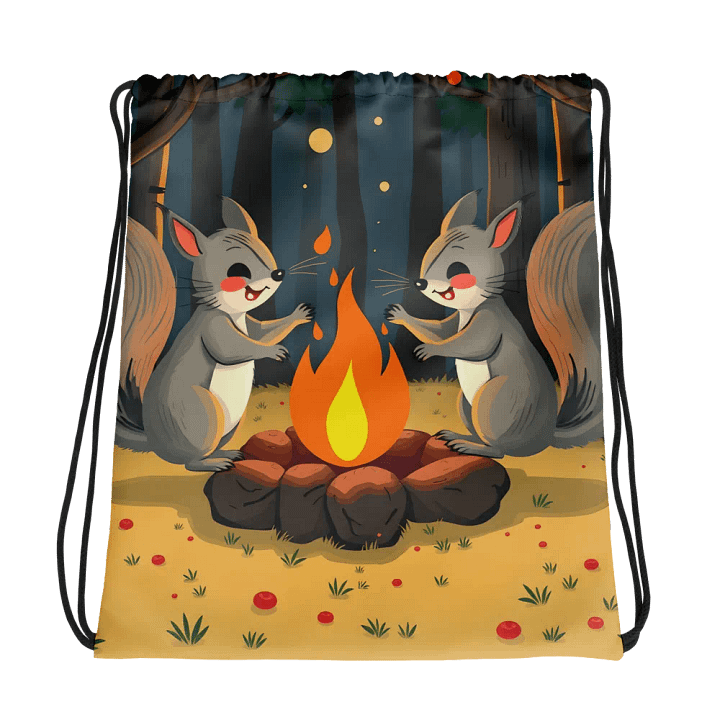 Whimsical Campfire Squirrels Drawstring Bag product image (1)