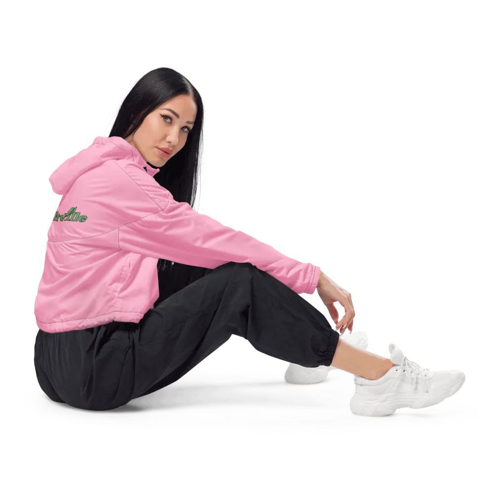 Sloth Serenity Cropped Cotton Candy Pink Windbreaker product image (6)