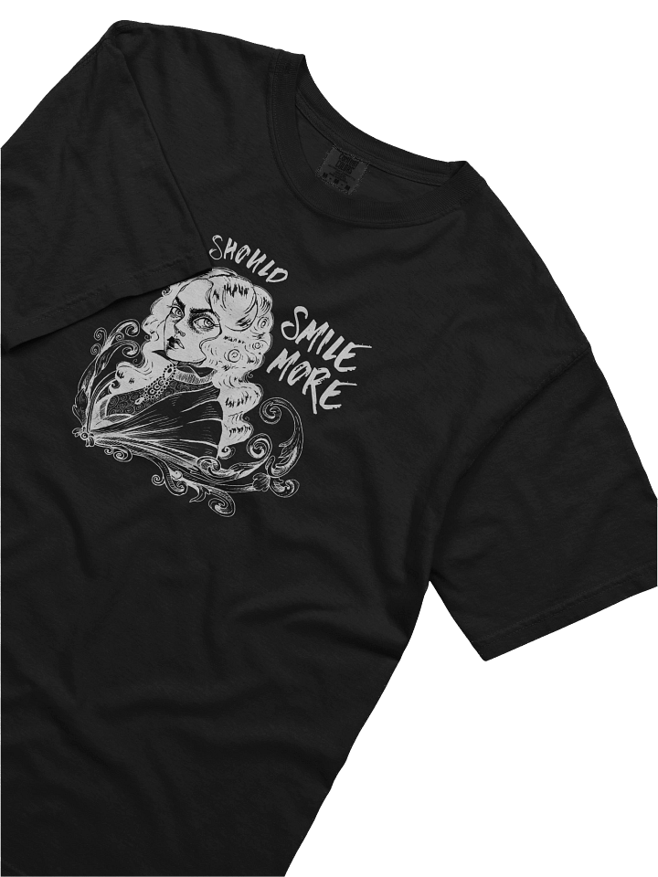 "SMILE MORE" Black T-Shirt (Design #2) product image (2)