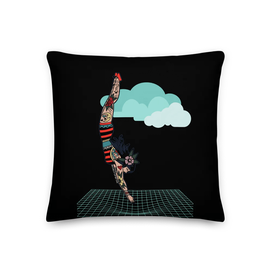 Sky Diving Lady Tattooed Pillow product image (2)