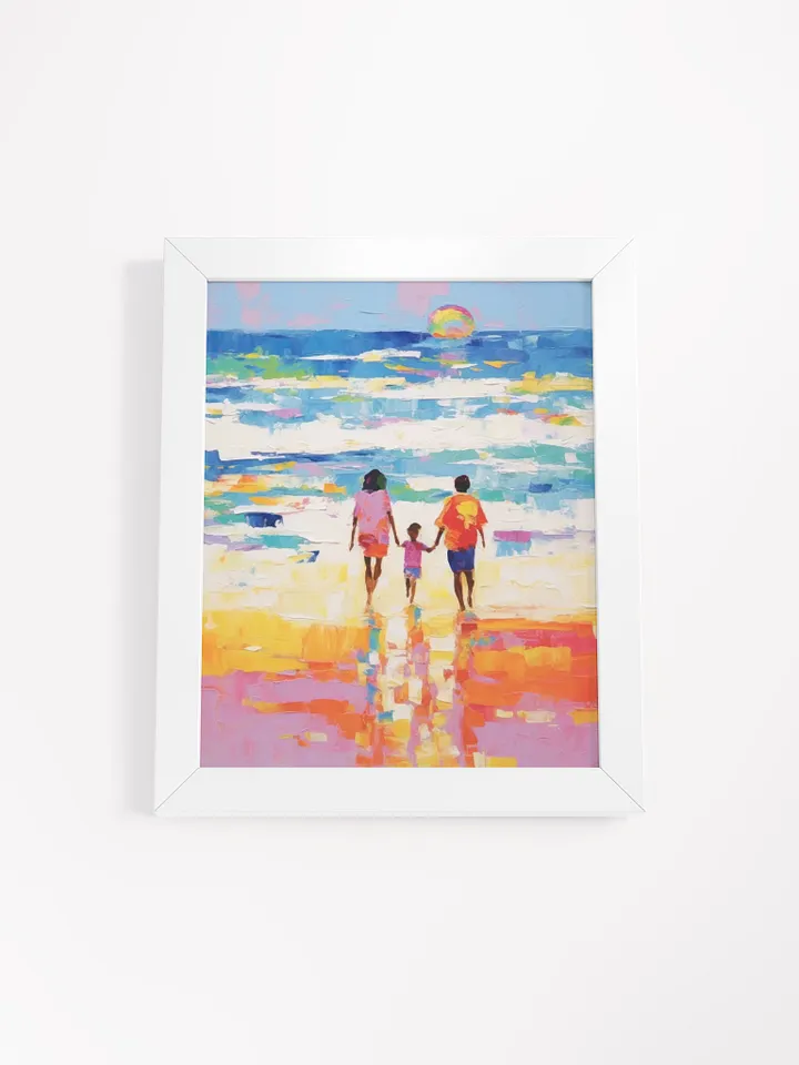 Serene Family Beach Walk Framed Poster product image (1)