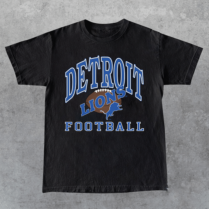 1998 Football Logo NFL Crewneck tshirt, Detroit Lions Black Cotton Shirt product image (1)