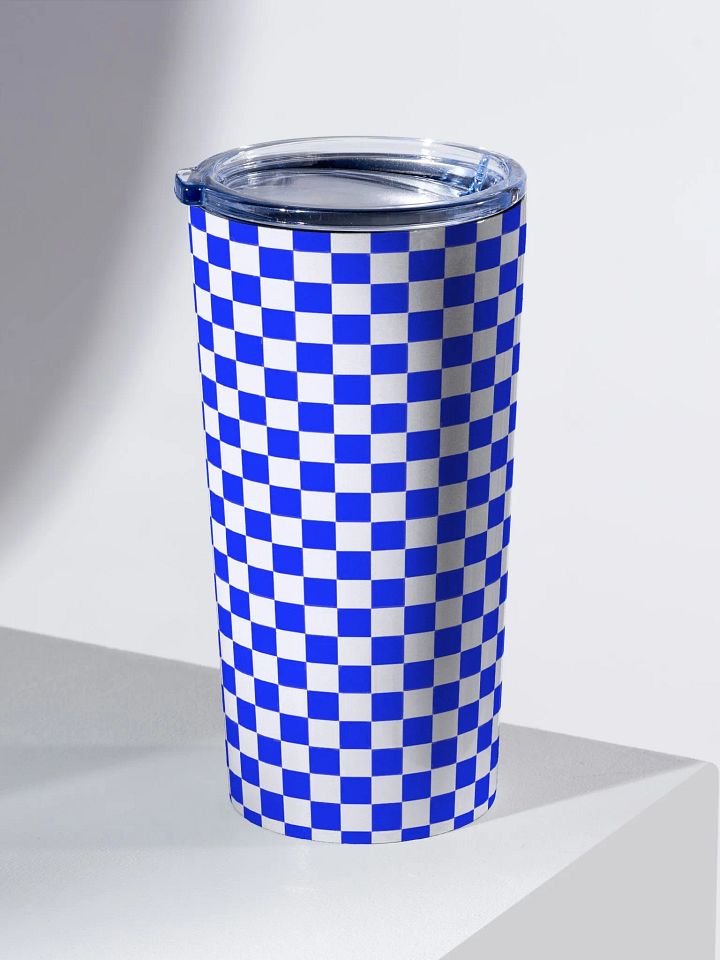 Checkered! Blue and White Checkers 20 oz Stainless Steel Tumbler product image (2)