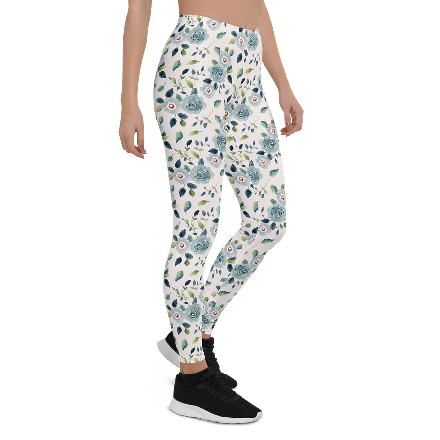 Blue Floral Pattern Womens Leggings product image (8)