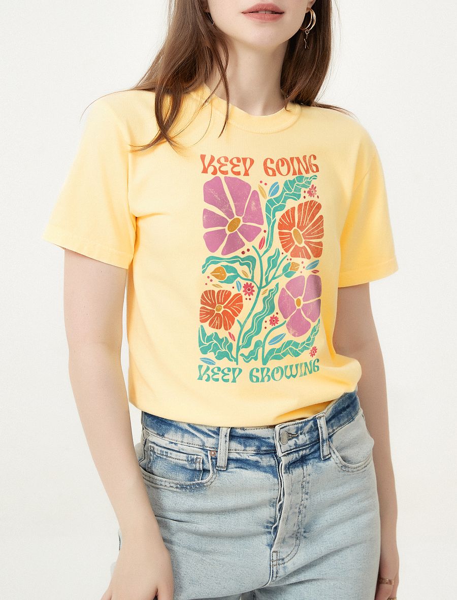 Keep Going Keep Growing Boho Retro Disco Flowers | Aesthetic, Hippie, Psychedelic & Motivational Tees product image (3)