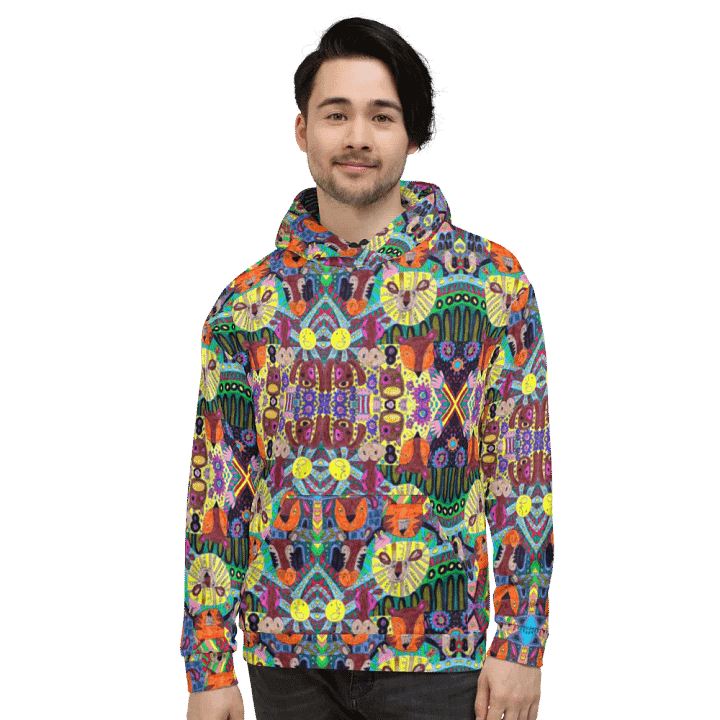 Abstract Doodle Animals Unisex Pull Over Hoodie product image (1)