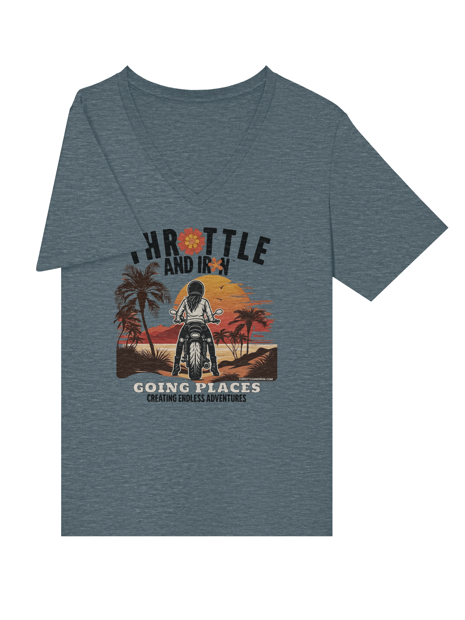 Throttle & Iron “Going Places” Women’s V-Neck Tee (2) Wheel product image (5)