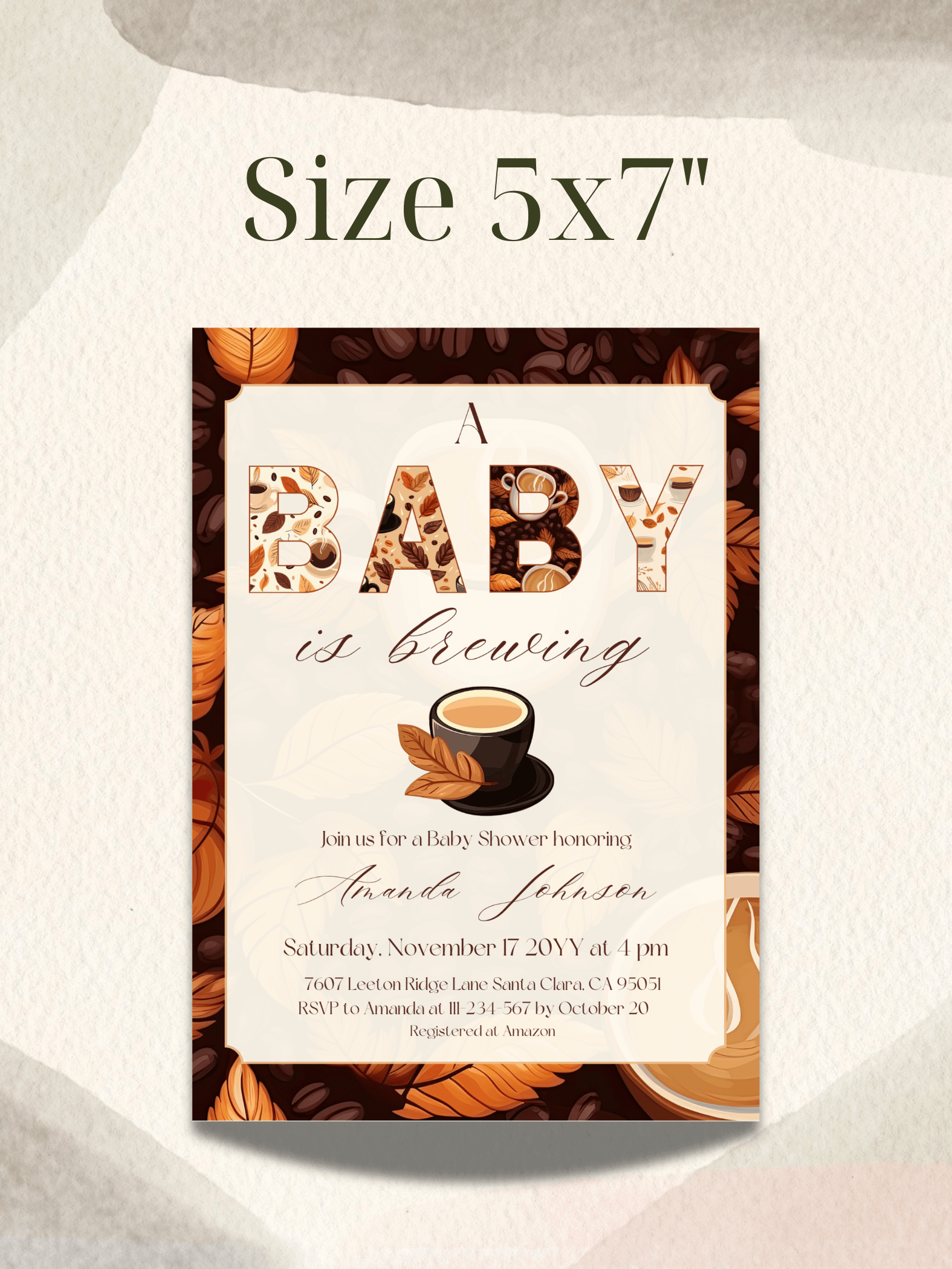 Coffee Themed Baby Shower Invitation Template, Rustic A Baby is Brewing Party, Coffee Brunch Baby Shower Invite Idea, Digital Download Canva product image (4)