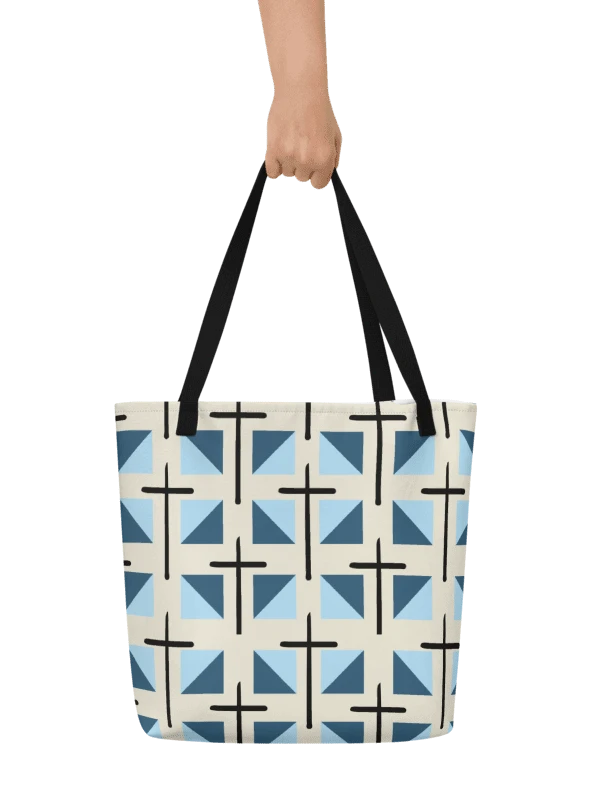 Blue Cross Quilted Patterned Tote Bag product image (1)