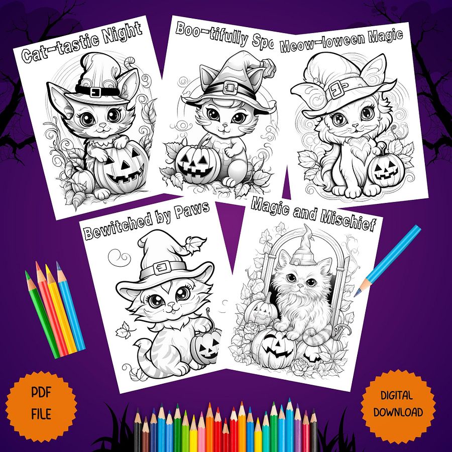 Halloween Cats Coloring Book product image (4)