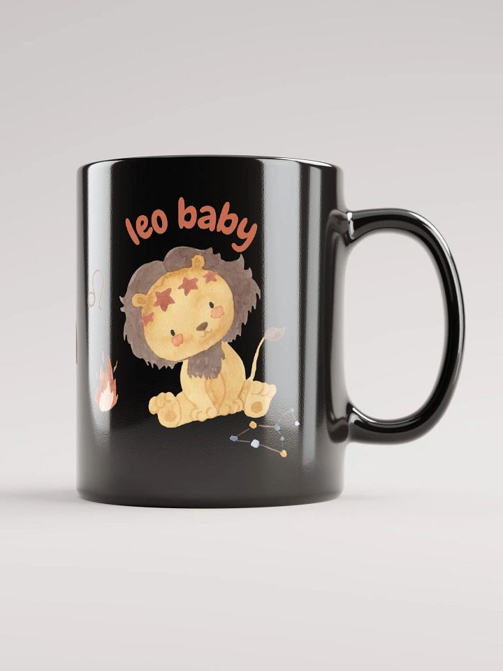 Leo Baby July 23 – August 22 BLACK GLOSSY MUG Baby Gift, New Baby Gift, Fun Astrology Gift product image (1)