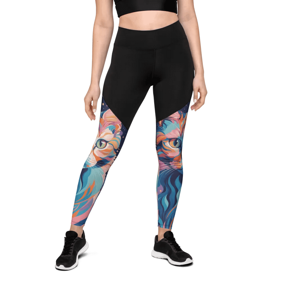 Cosmic Cat All-Over Print Sports Leggings product image (1)