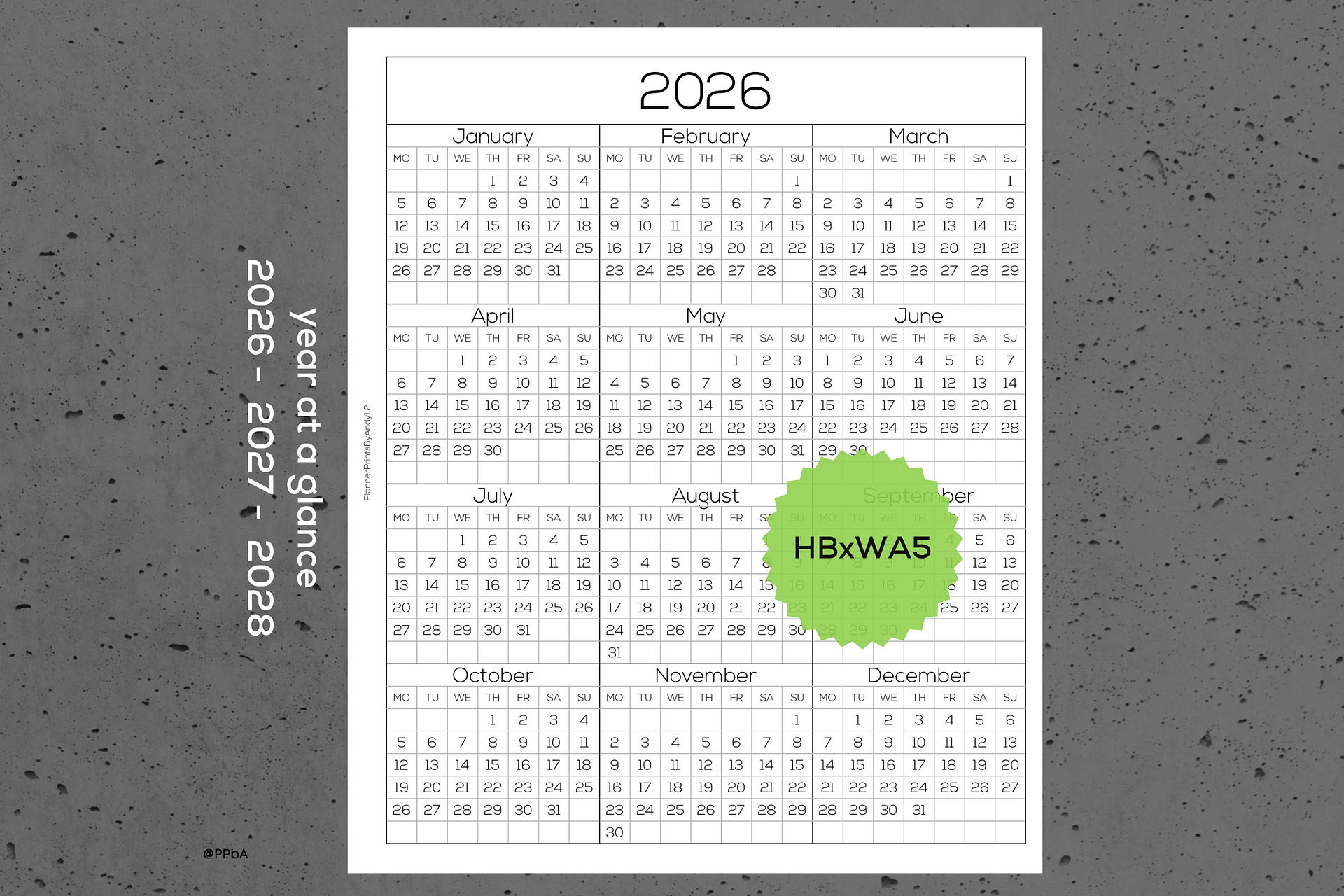 year at a glance - HBxWA5 - 2026-27-28 product image (1)