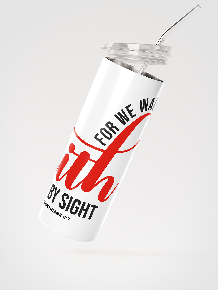 Walk by Faith 20 oz Stainless Steel Tumbler – Scripture-Inscribed, Sleek & Spill-Resistant product image (3)