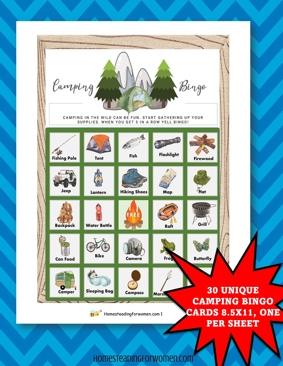 Camping Bingo Game 30 Unique Pages product image (2)