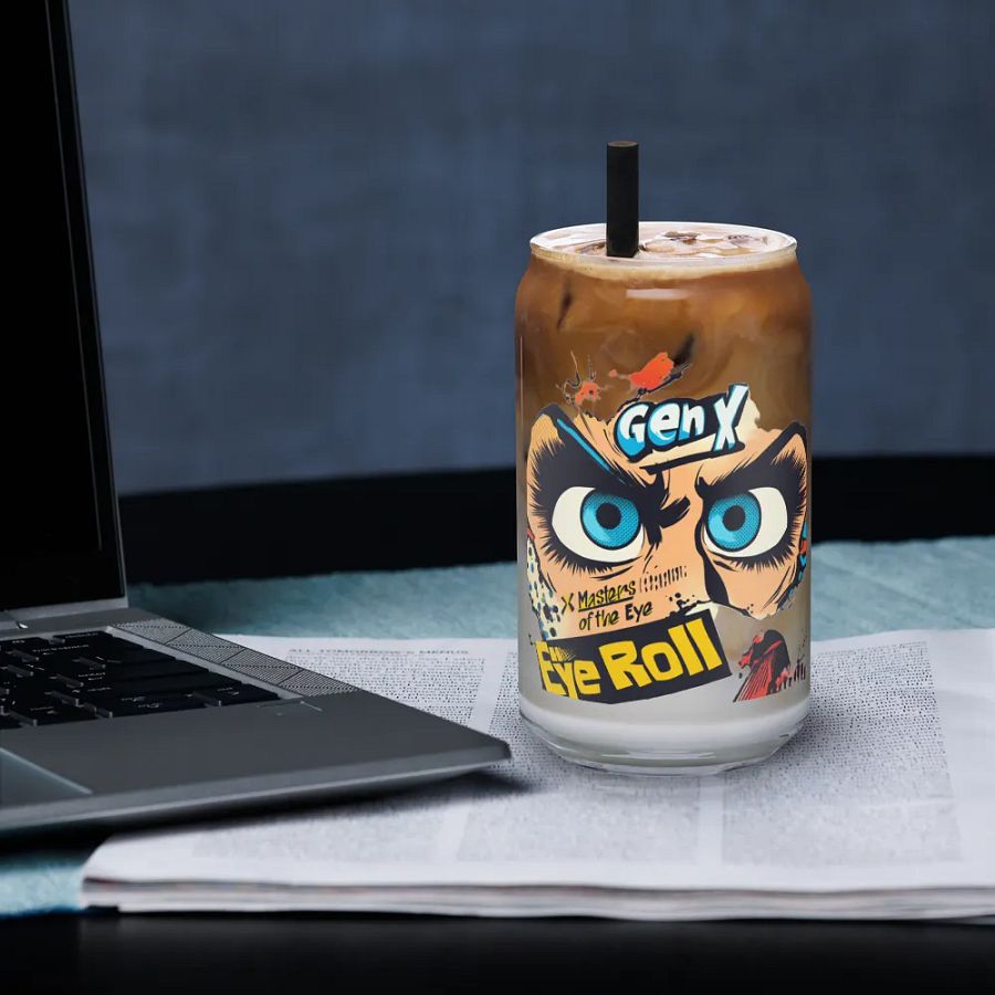 "Gen X Eye Roll Glass – Funny Drinking Glass with Retro Attitude!" product image (4)
