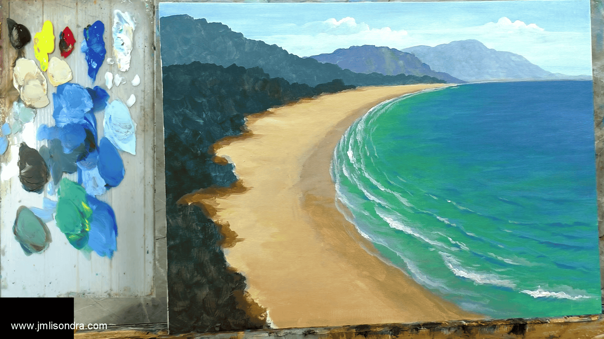 DOWNLOADABLE Acrylic Painting Tutorial - Aerial View of Beach product image (6)