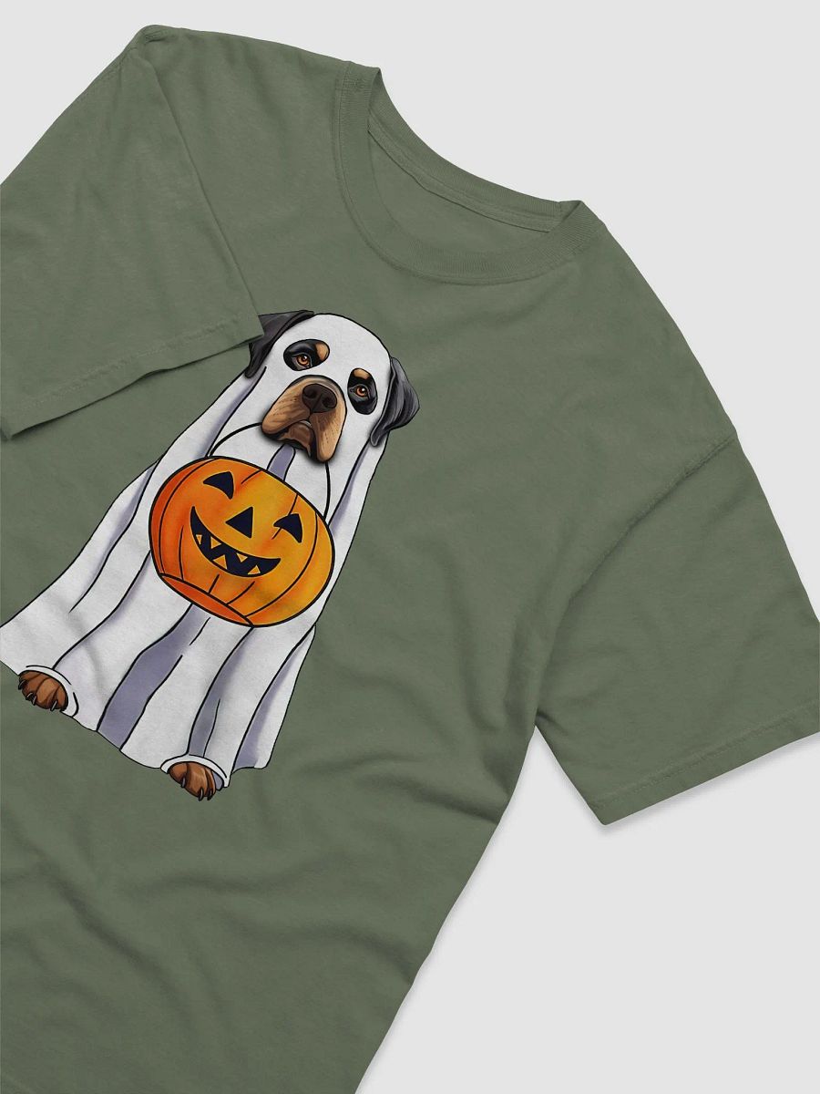 Rottweiler Halloween Tee | Funny Fall & Halloween Rottweiler Wearing a Ghost Costume with Pumpkin Basket product image (3)