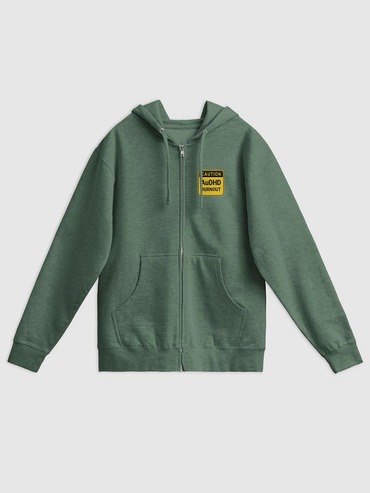 CAUTION: AuDHD BURNOUT (sm. design) zip-up hoodie product image (2)