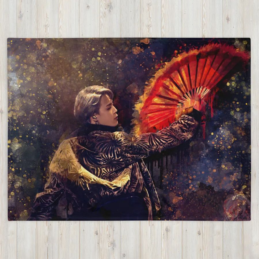 BTS - Jimin Iconic Fan Dance Throw Blanket - Designed by ChimberArt product image (4)