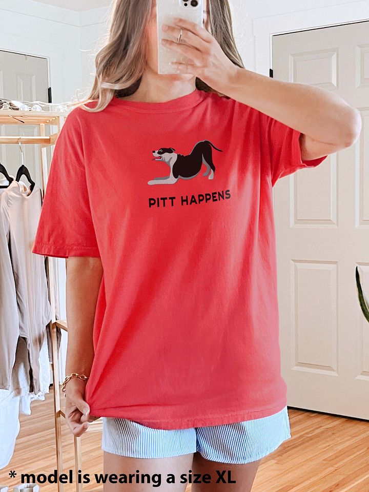 Pitt Happens T-Shirt(Embroidered) of a Pitbull Terrier(Black) product image (2)