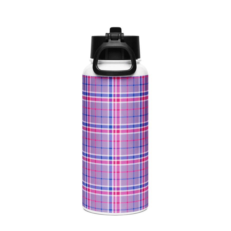 Lavender, Magenta, and Blue Plaid Water Bottle product image (3)