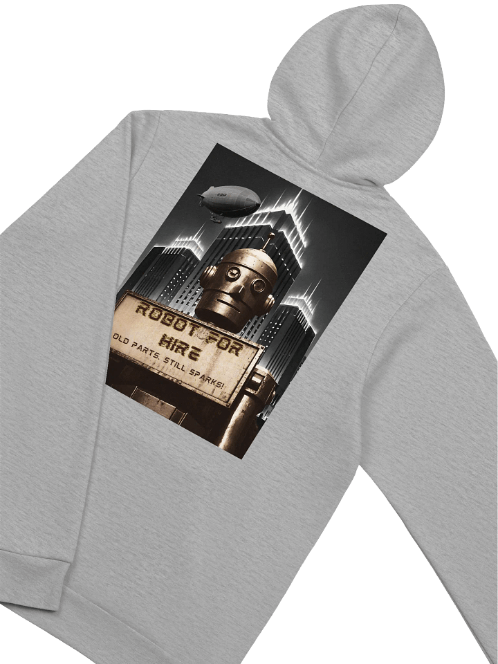 Robot For Hire Art Deco Hoodie Back Graphic - Vintage Sci-Fi Style product image (1)