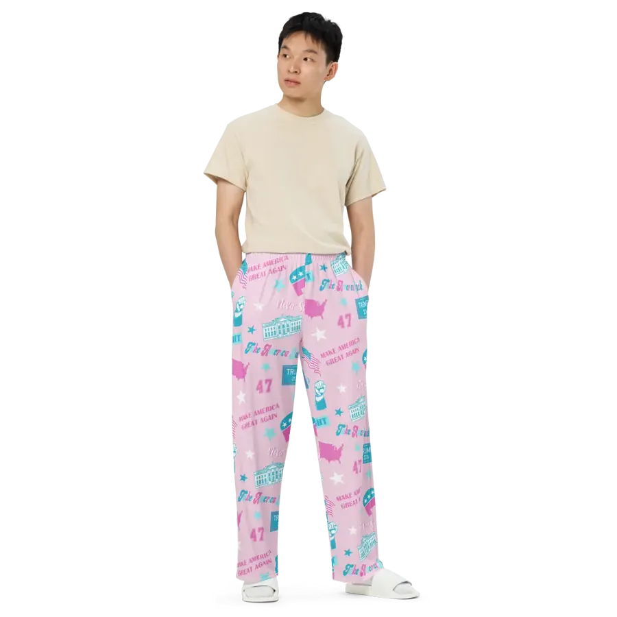 Trump 2024 Election-Themed Patriot Make America Great Again Pink Pattern Pajama Pant product image (6)