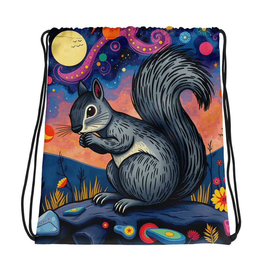 Cosmic Squirrel All-Over Drawstring Bag product image (1)