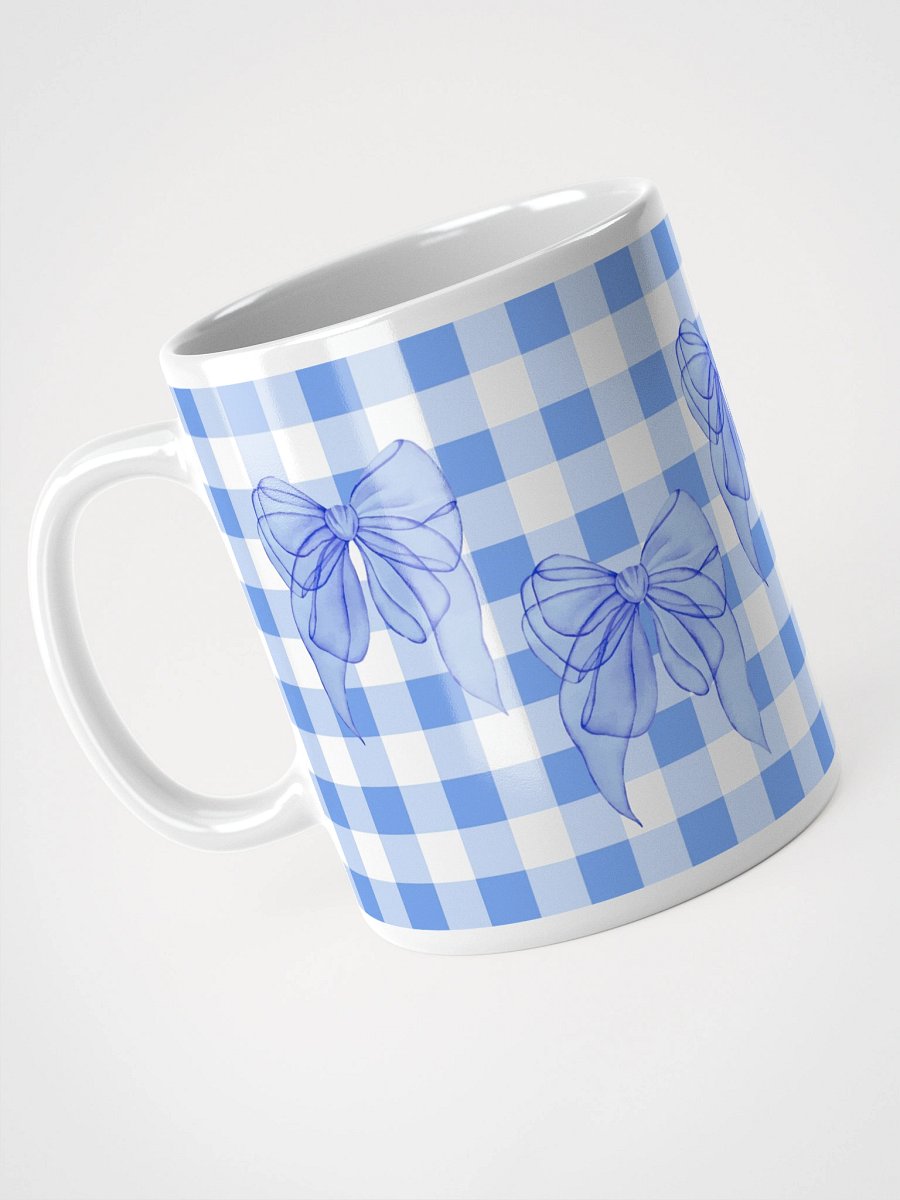 Mug Blanc Vichy Revisité - Bleu Ciel - Cadeau Style Chic et Poétique product image (3)