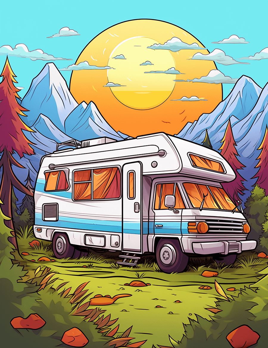 300 RV Road Trip Coloring Pages For Adults product image (6)