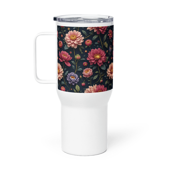 Vintage Floral Stainless Steel Travel Tumbler Mug with Handle product image (1)
