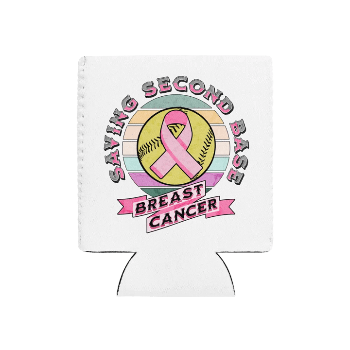 Saving Second Base Breast Cancer Softball Pink Ribbon Can Cooler product image (1)