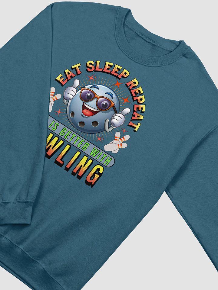 Eat Sleep Repeat Thumbs Up Bowling Crewneck Sweatshirt product image (12)