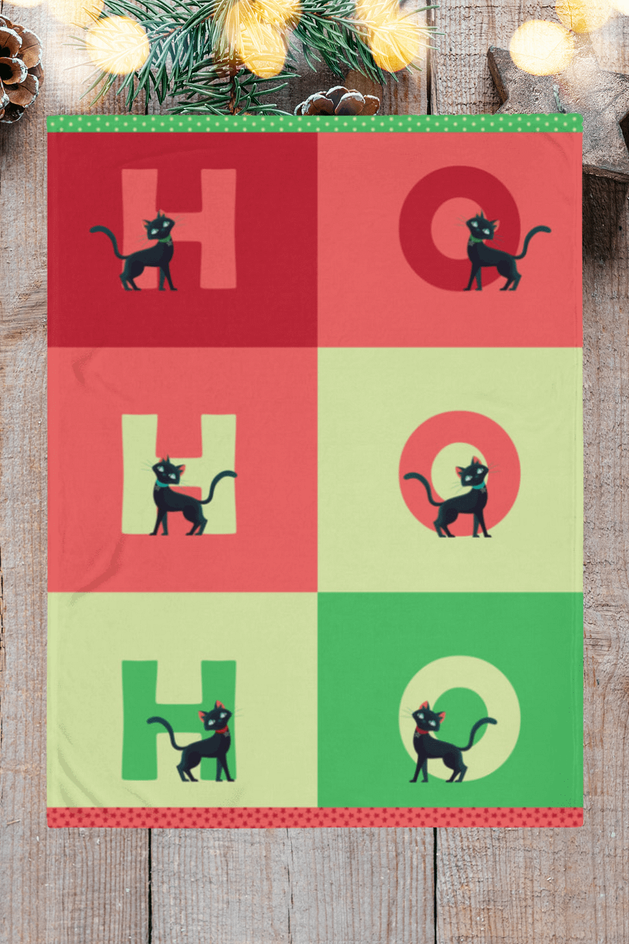 Cute Christmas Black Cat Throw Blanket, Cozy Holiday Cat Blanket 60''x80'' product image (1)