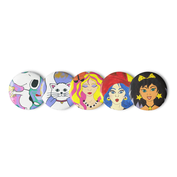 Set of Pin Buttons - Acrylic painting pictures (art by Dina R.) product image (1)