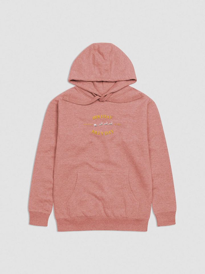 "Jolly Day Holiday" Embroidered Premium Unisex Hoodie - Front & Sleeve Design product image (1)