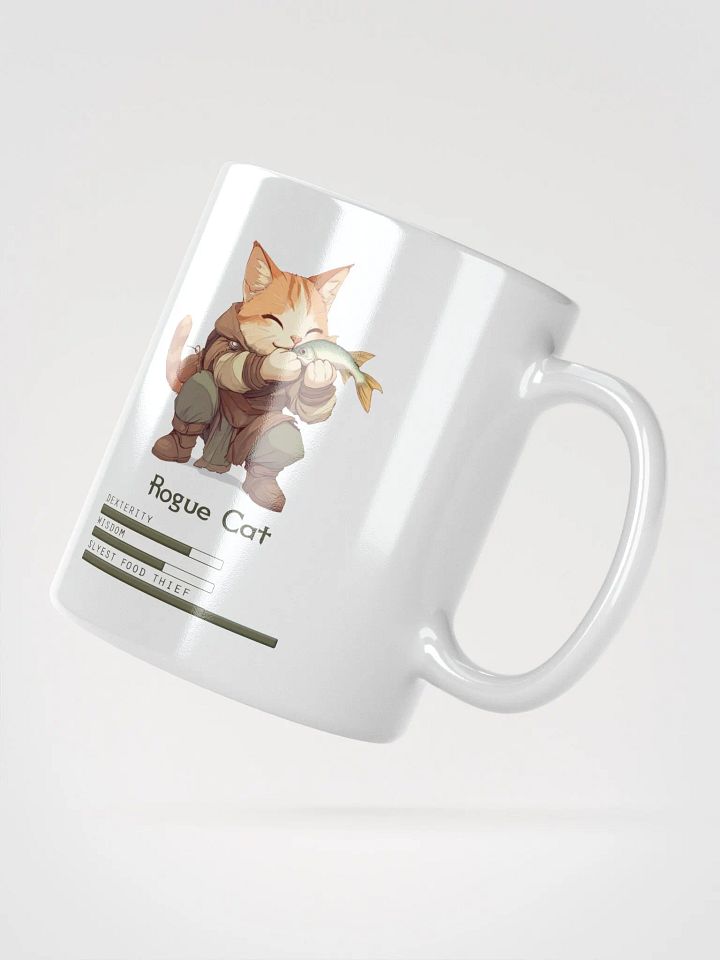 RPG Rogue Cat white ceramic mug 11oz 15oz 20oz for gamers and cat lovers product image (5)